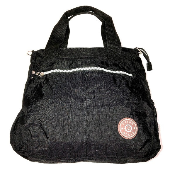 NWOT ZYSUN Nylon Crossbody Zip Closure Lightweight Waterproof Black Tote Handbag - Picture 1 of 15